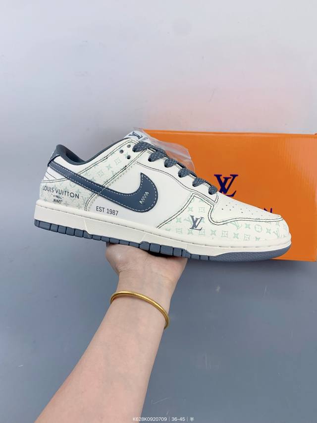 Nike Sb Dunk Low“ Lv联名 花纹灰勾” 周年高端定制 低帮休闲板鞋 定制鞋盒 大厂纯原品质出货 超高清洁度 皮料切割干净无任何毛边 细节完美