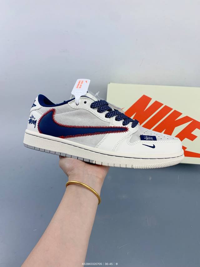 Travis Scott X Fragment Design X Jordan Air Jordan 1 Low Og Sp “斯图西联名 红线刺绣勾” 多方联
