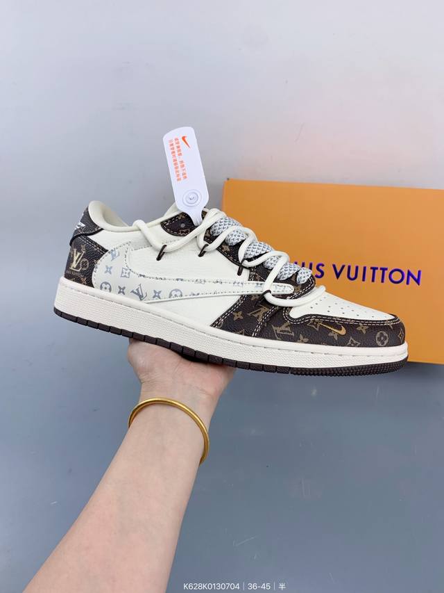 Travis Scott X Fragment Design X Jordan Air Jordan 1 Low Og Sp “Lv联名 米棕抽绳” 多方联名合