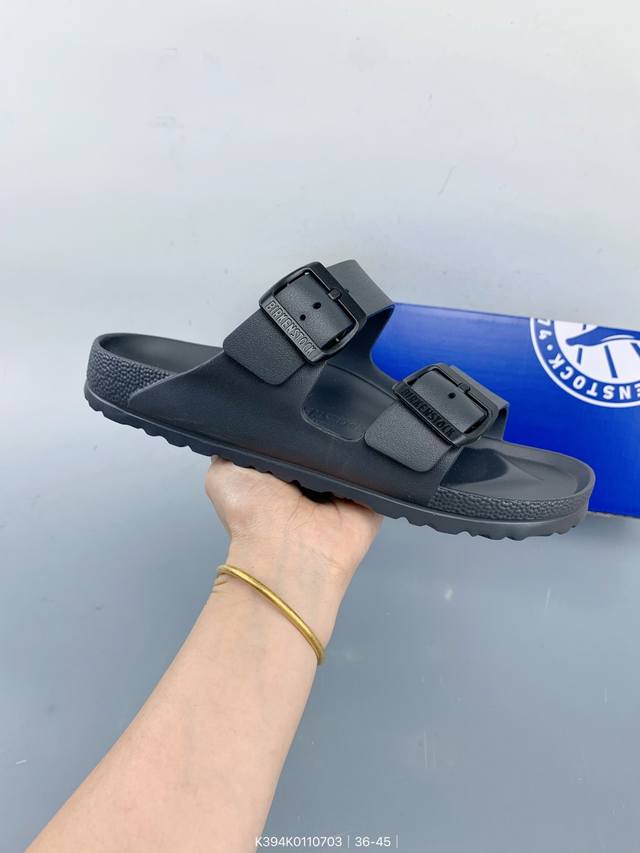 真标Birkensto勃肯半拖凉鞋系列 双扣金属扣设计 双杠绑带夏季凉鞋 采用Eva轻量化设计 更加舒适轻便 Size：如图 编码：K394K0110703
