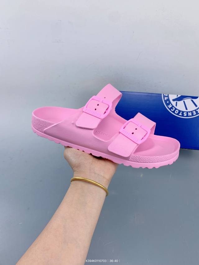 真标Birkensto勃肯半拖凉鞋系列 双扣金属扣设计 双杠绑带夏季凉鞋 采用Eva轻量化设计 更加舒适轻便 Size：如图 编码：K394K0110703