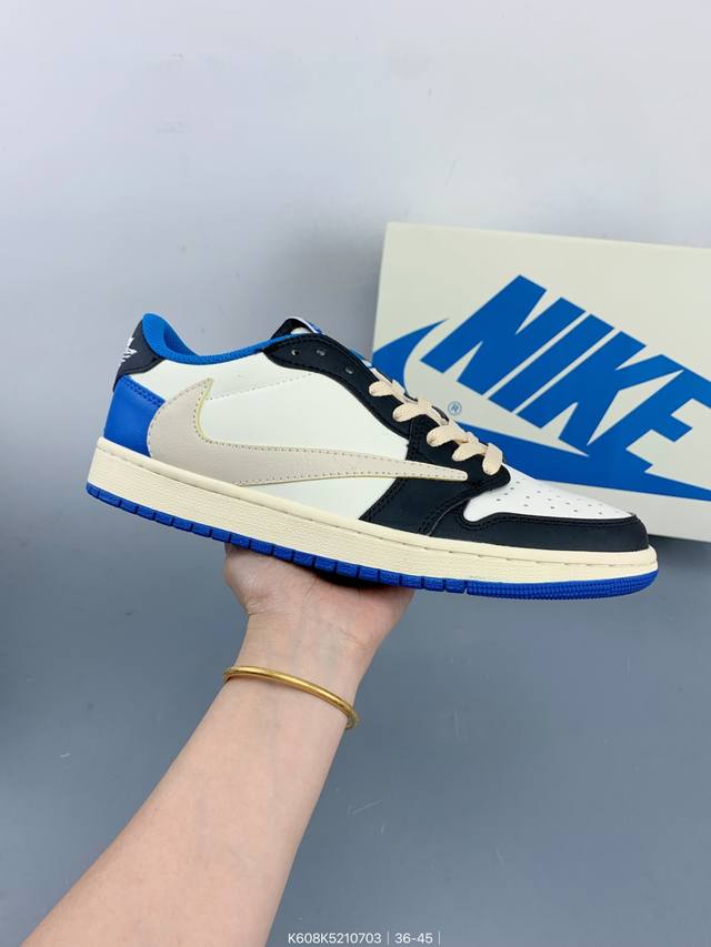 Aj1倒勾Travis Scott X Air Jordan 1 ” Reverse Mocha “ Aj1乔1 Ts 闪电 联名倒钩 低帮文化篮球鞋 Size