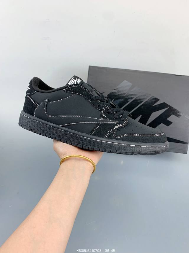 Aj1倒勾Travis Scott X Air Jordan 1 ” Reverse Mocha “ Aj1乔1 Ts 闪电 联名倒钩 低帮文化篮球鞋 Size