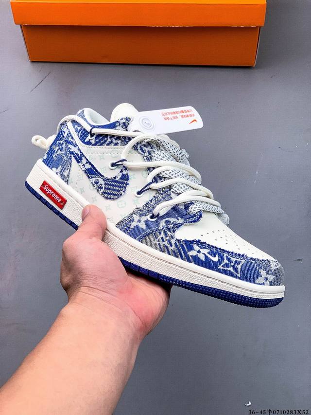 公司级头层！耐克Nike Air Jordan 1 Low Aj1乔1 低帮潮流缓运动休闲板鞋。Aj1 低帮拼接 完美版型真头层牛皮# 内置缓震气垫 原鞋开模