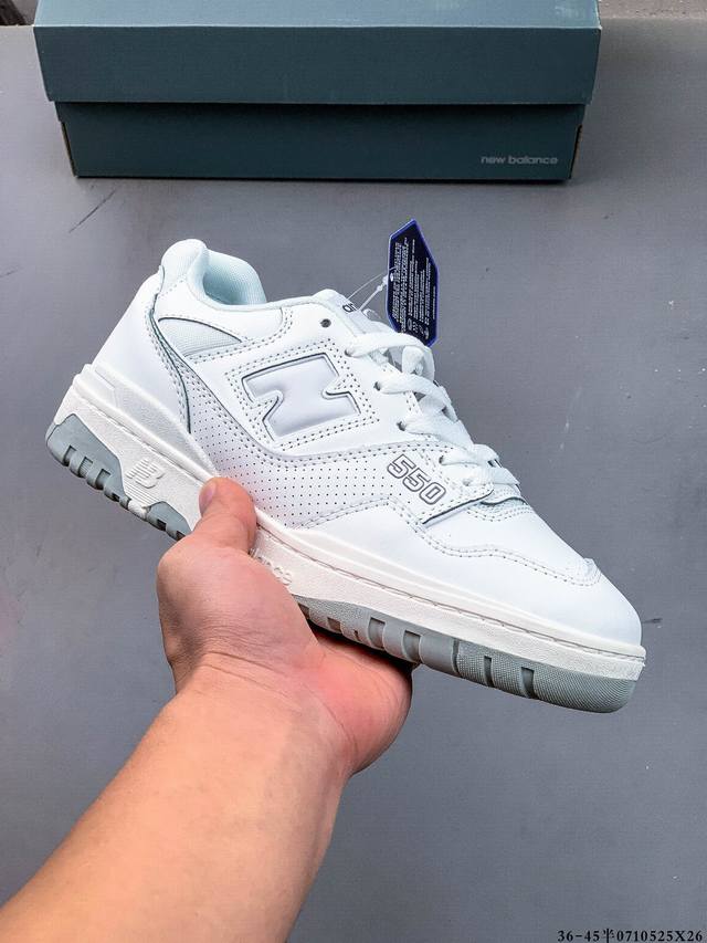 集图 Nb新百伦New Balance Bb550系列经典复古低帮休闲运动板鞋，采用丝光猪巴革拼接牛培皮鞋面材质，厚实耐磨橡胶缓震大底 0710525X26