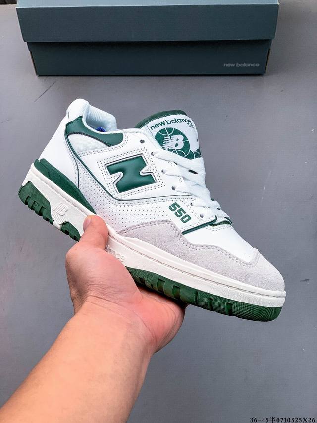 Nb新百伦New Balance Bb550系列经典复古低帮休闲运动板鞋，采用丝光猪巴革拼接牛培皮鞋面材质，厚实耐磨橡胶缓震大底 0710525X26