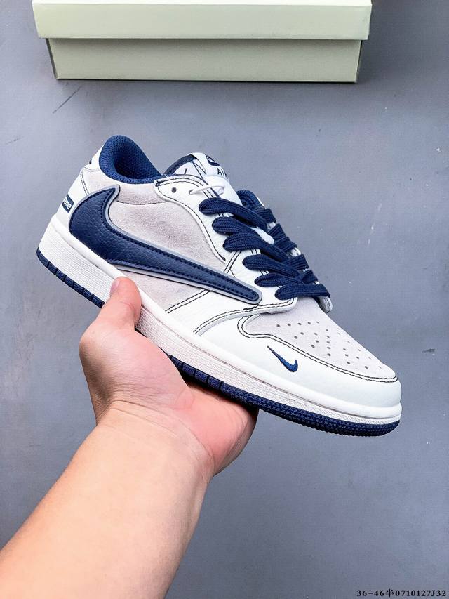 集图 公司级头层！耐克Nike Air Jordan 1 Low Aj1乔1 低帮潮流缓运动休闲板鞋。Aj1 低帮拼接 完美版型真头层牛皮# 内置缓震气垫 原鞋