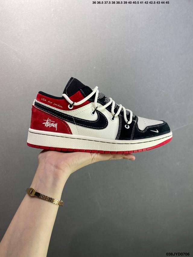 公司级Air Jordan Aj1 Low 低帮系列定制配色Wg8850-012 原厂内置气垫魔块 A模大底 头层小牛皮 鞋舌Aj原厂专用牛津布+Aj专用反口珍