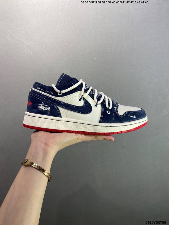 公司级Air Jordan Aj1 Low 低帮系列定制配色Wg8850-012 原厂内置气垫魔块 A模大底 头层小牛皮 鞋舌Aj原厂专用牛津布+Aj专用反口珍