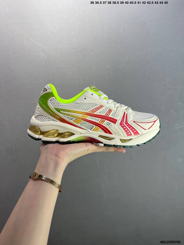 公司级Asics Gel-Kayano 14系列 白黑银 复古街头休闲运动跑步鞋 #轻量舒适透气材质 全滴塑鞋面 #中底3D可视Gel缓震胶效果 #升级Flyt
