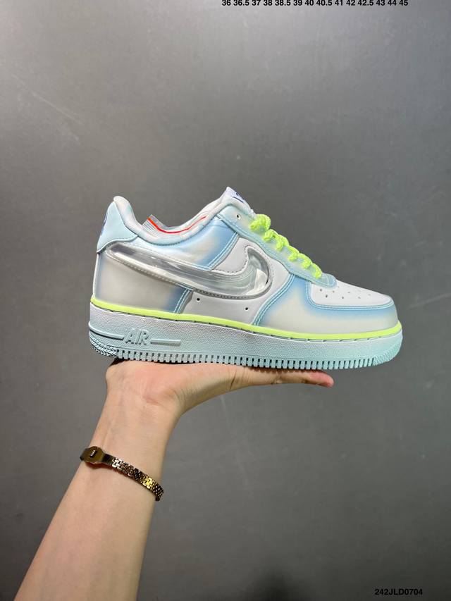 公司级Nk Air Force 1 空军一号 果冻蓝 原楦头原纸板 打造纯正空军版型#专注外贸渠道 全掌内置蜂窝气垫 #原盒配件 原厂中底钢印、拉帮完美 货号：