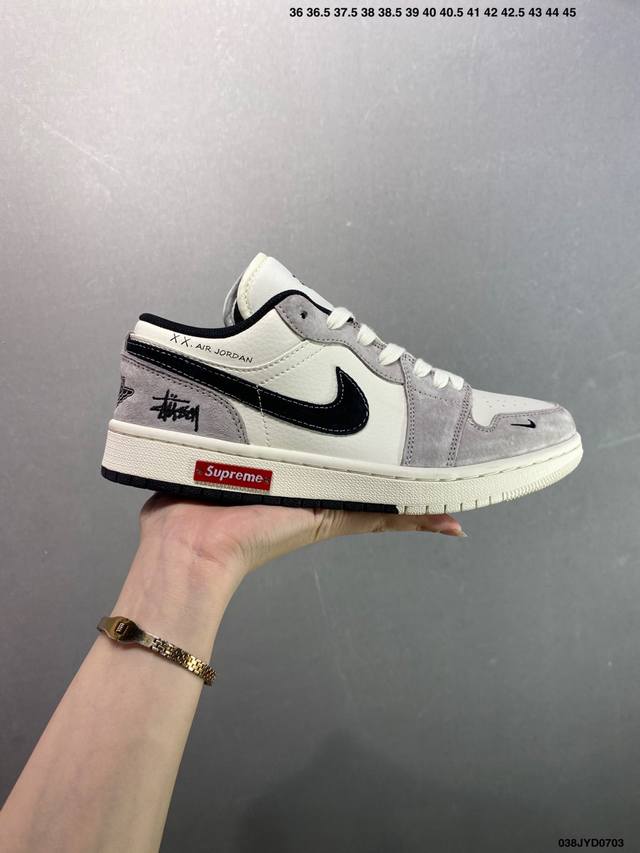 公司级Air Jordan Aj1 Low 低帮系列定制配色Wg8850-012 原厂内置气垫魔块 A模大底 头层小牛皮 鞋舌Aj原厂专用牛津布+Aj专用反口珍