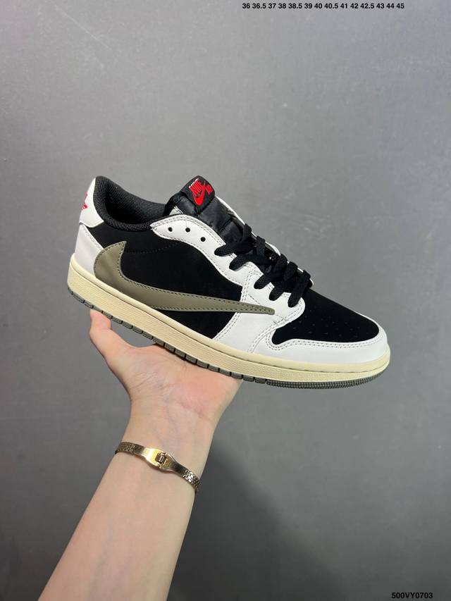 特价Aj1倒勾Travis Scott X Air Jordan 1 ” Reverse Mocha “ Aj1乔1 Ts 闪电 联名倒钩 低帮文化篮球鞋 完美