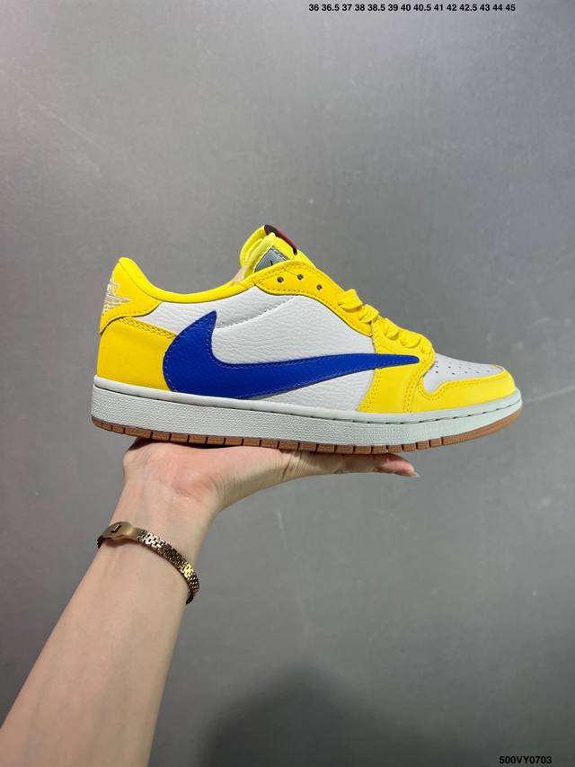 特价Aj1倒勾Travis Scott X Air Jordan 1 ” Reverse Mocha “ Aj1乔1 Ts 闪电 联名倒钩 低帮文化篮球鞋 完美
