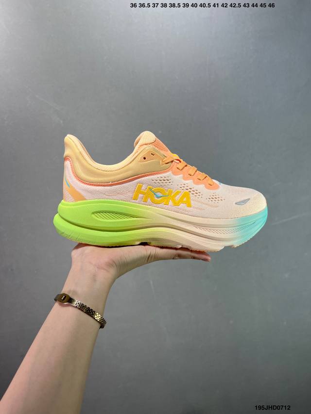 公司级Hoka One One Bondi 9 柔软舒适防滑耐磨 低帮 休闲跑步鞋 1162012 36-45带半码 Id：195Jhd0712