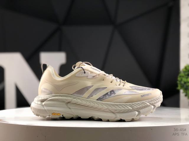 Satisfy X Hoka Running Mafate Trail 全新配色 网面透气 运动鞋此球鞋继承了Hoka的经典越野鞋型Mafate Speed4的