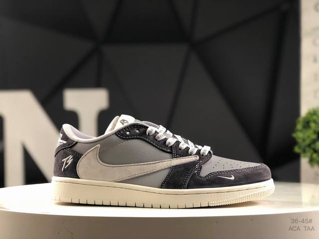 福利特价耐克 Nike Air Jordan 1 X Travis Scott Aj1倒勾 乔一倒钩 耐克 低帮文化篮球鞋 完美品质出货 细节如图所示 鞋面切割