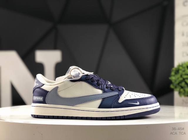 耐克 Nike Air Jordan 1 X Travis Scott Aj1倒勾 乔一倒钩 ‘Diy’定制 耐克 低帮文化篮球鞋 完美品质出货 细节如图所示