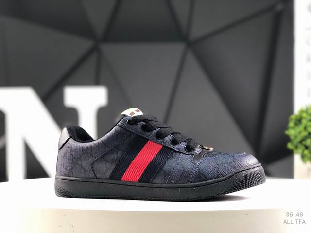 Gucci 古驰 Screener 运动休闲时装奢侈品系列 Gg珐琅扣 擦脏做旧小脏鞋 高端零售海淘商家混卖版本 东莞纯原品质 原鞋对照工艺生产 原厂一致色泽度