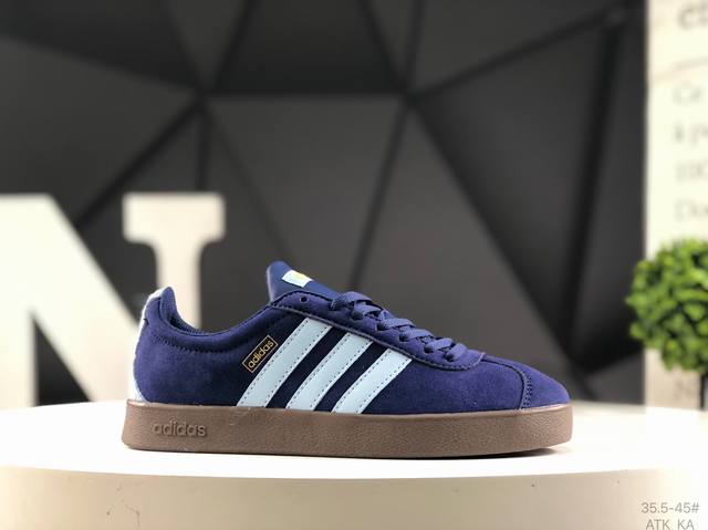 真标带半码 阿迪达斯 Adidas Vl Court Classic 百搭单品绒面麂皮防滑耐磨轻便低帮板鞋整双鞋以传统的低帮呈现的清新造型 鞋头优先头层反毛皮包