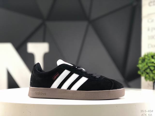 真标带半码 阿迪达斯 Adidas Vl Court Classic 百搭单品绒面麂皮防滑耐磨轻便低帮板鞋整双鞋以传统的低帮呈现的清新造型 鞋头优先头层反毛皮包
