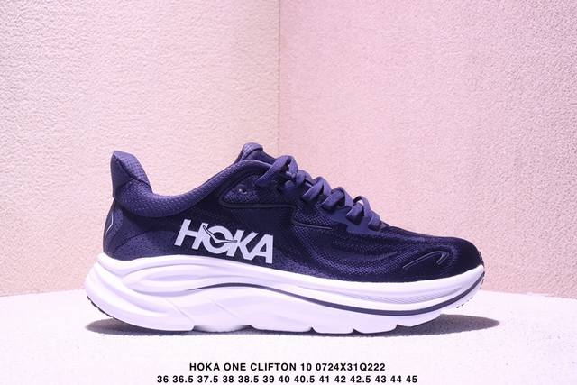 Hoka One One Clifton 10 舒适百搭 宽版防滑耐磨 低帮跑步鞋 女款 黑白Xm0724Q222