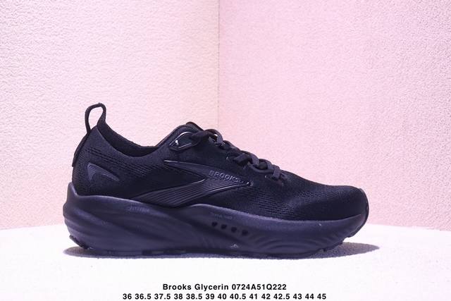 Brooks布鲁克斯 Glycerin 22 舒适柔软防滑耐磨 低帮 长跑跑步鞋 男女款 黑色Xm0724Q222