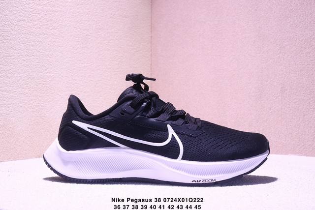 Nike Pegasus 38 气垫耐磨透气 低帮 休闲训练跑步鞋 男女款 黑白Xm0723Q222