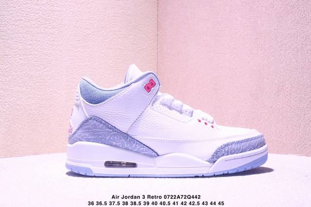 Air Jordan 3 Retro White Andcobalt Bliss 钻宝蓝／粉全新Air Jordan 3 Gs“Cobalt Bliss”，尽显