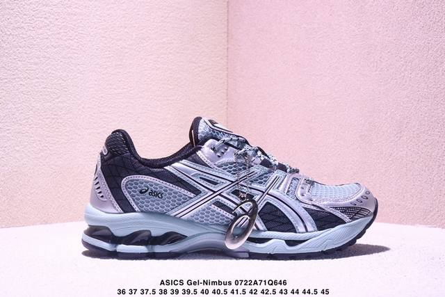 亚瑟士 Asics Gel-Nimbus 10.1 雨云10.1代系列轻量缓震休闲运动跑步鞋 黑银蓝货号：1203A543-003 #采用环保太空合成革配合透气