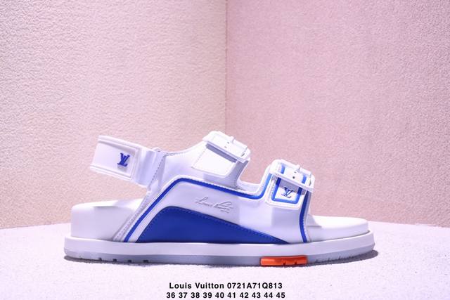 纯原Louis Vuitton Trainer 路易威登 舒适百搭 夏季厚底凉鞋广东纯原大厂出品 采用纯正小羊皮制作 定制五金辅料 全套包装 区别市面超纤普通货