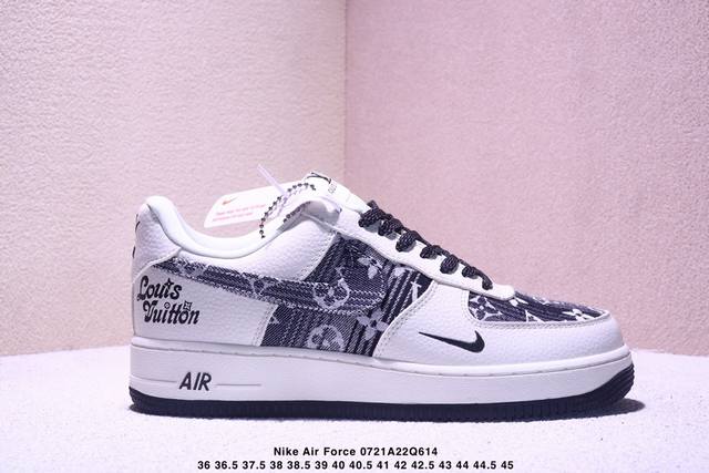 海外爆款限量发售！高端定制Nike Air Force 1 '07 Low 路易威登Lv联名--- 白黑牛仔印花 高端定制 低帮休闲板鞋 定制鞋盒 大厂纯原品质