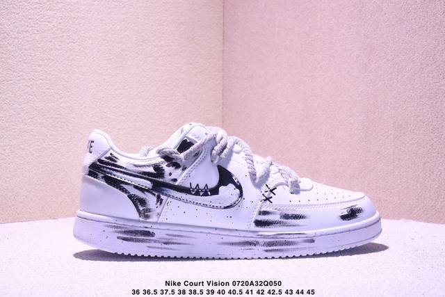 公司级Nike Court Vision 1 Low 耐克 低帮 星际空间 灰色 舒适百搭格雷系防滑耐磨低帮板鞋 该定制球鞋选用原鞋为Nike Court Vi