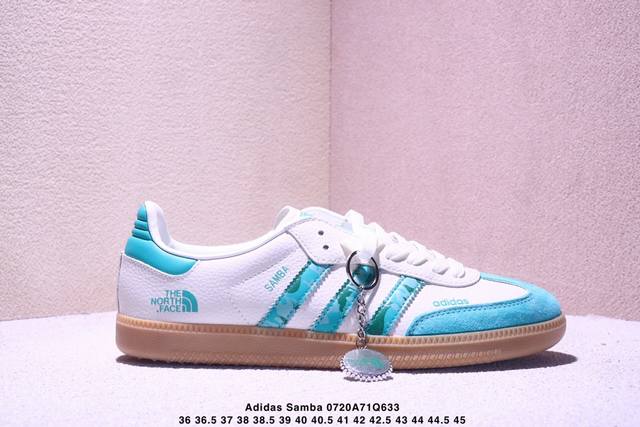 公司级Adidas Originals Samba Og ‘Diy’桑巴舞系列 北面联名 夏季时尚百搭低帮休闲运动板鞋 蓝白棕配色原装头层材料 用料绝不含糊 独