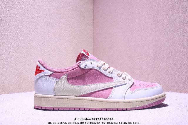公司级Aj1倒勾Travis Scott X Air Jordan 1 ” Reverse Mocha “ Aj1乔1 Ts 闪电 联名倒钩 低帮文化篮球鞋 完