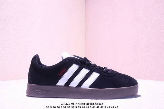 阿迪达斯Adidas Vl Court Classic 男女休闲鞋情侣百搭德训板鞋运动男鞋女鞋 T字头 半 35.5-45Xm0716Q546