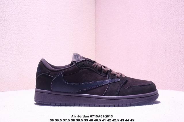 真标Aj1倒勾Travis Scott X Air Jordan 1 ” Reverse Mocha “ Aj1乔1 Ts 联名倒钩 低帮文化篮球鞋尺码:36