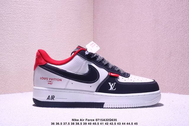 海外限量发售！公司级Nike Air Force 1 '07 Low “Lv联名 双拼黑红”空军一号 低帮 运动鞋 休闲鞋 折边针车 工艺难度大 原楦头原纸板