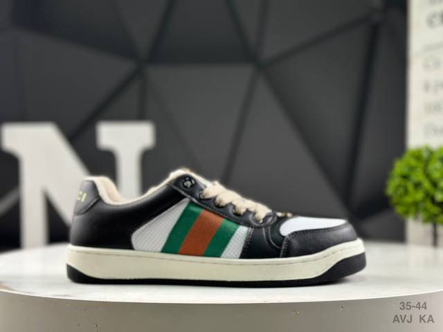 Gucci Distressed Screener Sneaker古驰经典小脏鞋原型复古百搭做旧老爹板鞋 复古学院风546551 尺码：如图所示 Avj Ka
