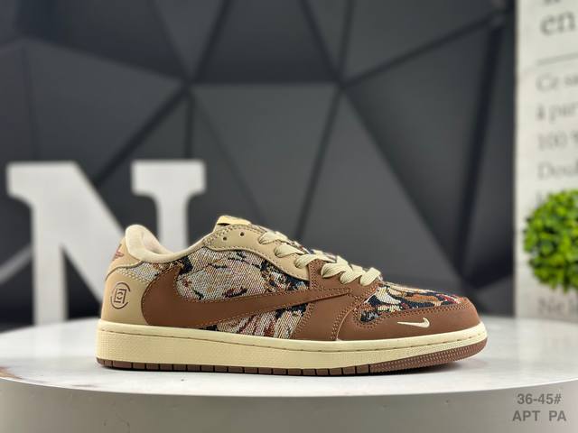 福利特价耐克 Travis Scott X Fragment Design X Air Jordan 1 Low Og Sp Aj1 乔1 低帮文化休闲板鞋#多