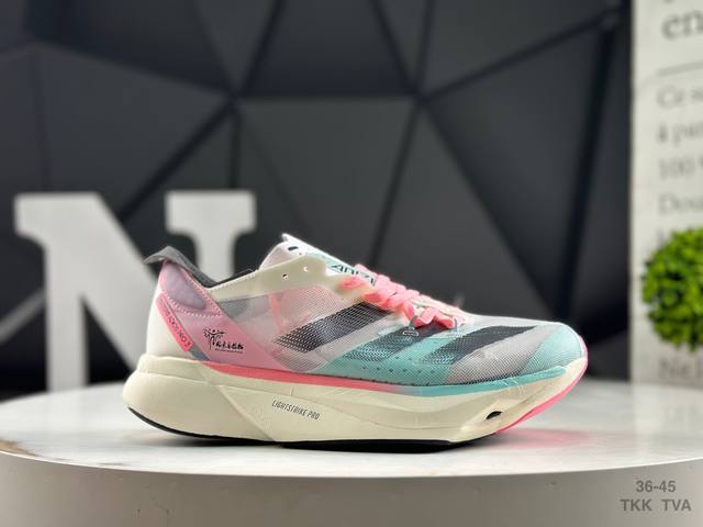 阿迪达斯 Adidas Adios Pro 3 W泡棉搭配碳纤维板 缓震透气跑步鞋Adizeroboston12跑鞋专为中长跑而设计它们通过来自Energyro