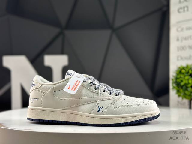 头层带半码耐克Travis Scott X Fragment Design X Air Jordan 1 Low Og Sp Aj1 乔1 联名 低帮文化休闲板