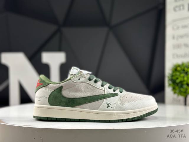 头层带半码耐克Travis Scott X Fragment Design X Air Jordan 1 Low Og Sp Aj1 乔1 联名 低帮文化休闲板