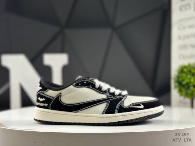 耐克 Aj1倒勾Travis Scott X Air Jordan 1 ” Reverse Mocha “ Aj1乔1 Ts 闪电 联名倒钩 低帮文化篮球鞋 完