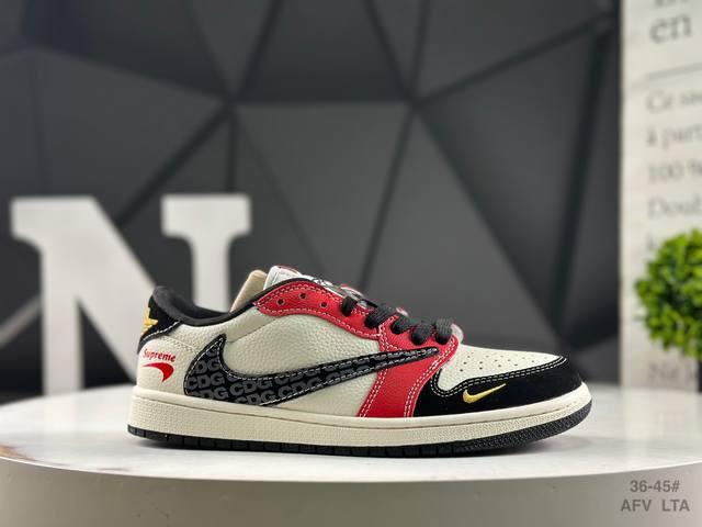 耐克 Aj1倒勾Travis Scott X Air Jordan 1 ” Reverse Mocha “ Aj1乔1 Ts 闪电 联名倒钩 低帮文化篮球鞋 完