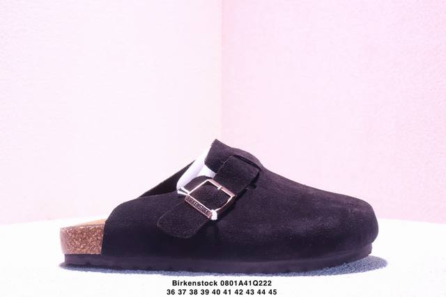 博肯Birkenstock 勃肯半拖系列克罗心双扣金属扣设计，双杠绑带夏季凉鞋 头层皮材质#采用质地柔软牛皮绒面革植入羊羔毛鞋垫和里衬材质 #中底搭载缓震软木橡