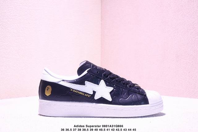 阿迪达斯 Bape X Adidas Superstar 贝壳头休闲板鞋货号；Jr2702尺码：36～45 Xm0801Q866