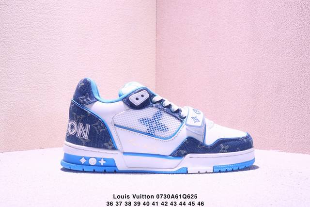 公司级Louis Vuitton Trainer Sneaker Low 全新 Lv 路易威登 休闲运动文化百搭板鞋 尺码:36-46Xm0730Q625