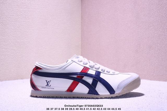 Onitsukatiger 鬼冢虎 -Lv联名 低帮运动休闲鞋 红黑色印花撞色条纹配色 亚瑟士鬼冢虎复古经典板鞋经典传承及创新锐意，复古纹路、色泽、皮心颜色 质