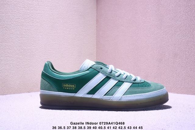 简介：阿迪达斯 Bad Bunny X Adidas Originals Gazelle Indoor 三叶草 休闲防滑耐磨低帮板鞋鞋头出色设计 塑就出众贴合感